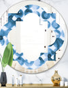Indigo watercolor geometrical VI - Modern Round or Oval Wall Mirror - Quatrefoil