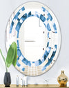 Indigo watercolor geometrical VI - Modern Round or Oval Wall Mirror - Space