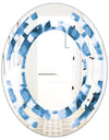 Indigo watercolor geometrical VI - Modern Round or Oval Wall Mirror - Space