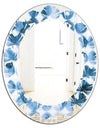 Indigo watercolor geometrical VI - Modern Round or Oval Wall Mirror - Leaves
