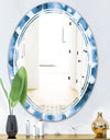 Indigo watercolor geometrical VI - Modern Round or Oval Wall Mirror - Triple C