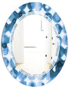 Indigo watercolor geometrical VI - Modern Round or Oval Wall Mirror - Triple C
