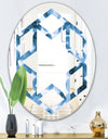Indigo watercolor geometrical VI - Modern Round or Oval Wall Mirror - Hexagon Star