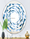 Indigo watercolor geometrical VI - Modern Round or Oval Wall Mirror - Whirl