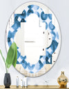 Indigo watercolor geometrical VI - Modern Round or Oval Wall Mirror - Quatrefoil