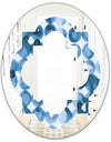 Indigo watercolor geometrical VI - Modern Round or Oval Wall Mirror - Quatrefoil