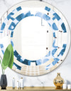 Indigo Watercolor Geometrical VII - Modern Round or Oval Wall Mirror - Space