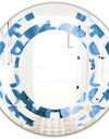 Indigo Watercolor Geometrical VII - Modern Round or Oval Wall Mirror - Space