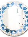 Indigo Watercolor Geometrical VII - Modern Round or Oval Wall Mirror - Leaves