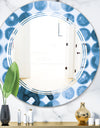 Indigo Watercolor Geometrical VII - Modern Round or Oval Wall Mirror - Triple C