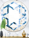 Indigo Watercolor Geometrical VII - Modern Round or Oval Wall Mirror - Hexagon Star
