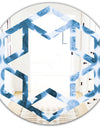 Indigo Watercolor Geometrical VII - Modern Round or Oval Wall Mirror - Hexagon Star