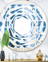 Indigo Watercolor Geometrical VII - Modern Round or Oval Wall Mirror - Whirl