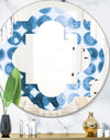 Indigo Watercolor Geometrical VII - Modern Round or Oval Wall Mirror - Quatrefoil