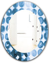 Indigo Watercolor Geometrical VII - Mid-Century Mirror - Oval or Round Wall Mirror