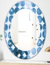 Indigo Watercolor Geometrical VII - Mid-Century Mirror - Oval or Round Wall Mirror