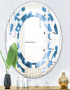 Indigo Watercolor Geometrical VII - Modern Round or Oval Wall Mirror - Space