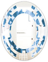Indigo Watercolor Geometrical VII - Modern Round or Oval Wall Mirror - Space