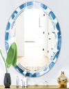 Indigo Watercolor Geometrical VII - Modern Round or Oval Wall Mirror - Triple C