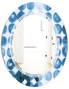Indigo Watercolor Geometrical VII - Modern Round or Oval Wall Mirror - Triple C