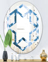 Indigo Watercolor Geometrical VII - Modern Round or Oval Wall Mirror - Hexagon Star
