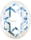 Indigo Watercolor Geometrical VII - Modern Round or Oval Wall Mirror - Hexagon Star