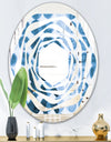 Indigo Watercolor Geometrical VII - Modern Round or Oval Wall Mirror - Whirl