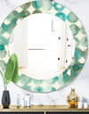 Turquoise Watercolor Geometrical I - Mid-Century Mirror - Oval or Round Wall Mirror