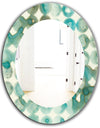 Turquoise Watercolor Geometrical I - Mid-Century Mirror - Oval or Round Wall Mirror