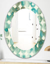 Turquoise Watercolor Geometrical I - Mid-Century Mirror - Oval or Round Wall Mirror