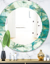 Turquoise Watercolor Geometrical III - Mid-Century Mirror - Oval or Round Wall Mirror