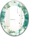 Turquoise Watercolor Geometrical III - Mid-Century Mirror - Oval or Round Wall Mirror