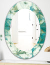 Turquoise Watercolor Geometrical III - Mid-Century Mirror - Oval or Round Wall Mirror