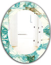 Turquoise Watercolor Geometrical IV - Mid-Century Mirror - Oval or Round Wall Mirror
