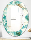 Turquoise Watercolor Geometrical IV - Mid-Century Mirror - Oval or Round Wall Mirror