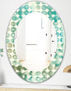 Turquoise Watercolor Geometrical V - Mid-Century Mirror - Oval or Round Wall Mirror