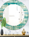 Turquoise Watercolor Geometrical VIII - Mid-Century Mirror - Oval or Round Wall Mirror