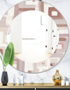 Pink Geometric Form Windows II - Modern Mirror - Frameless Oval or Round Wall Mirror