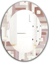 Pink Geometric Form Windows II - Modern Mirror - Frameless Oval or Round Wall Mirror