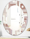 Pink Geometric Form Windows II - Modern Mirror - Frameless Oval or Round Wall Mirror