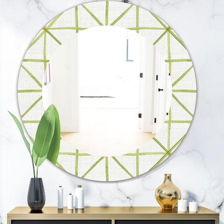 Geometric Green Triangle II - Mid-Century Mirror - Oval or Round Wall Mirror