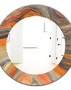 Abstract Gilded Orange Waves - Modern Mirror - Frameless Oval or Round Wall Mirror