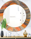 Abstract Gilded Orange Waves - Modern Mirror - Frameless Oval or Round Wall Mirror