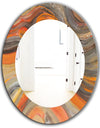 Abstract Gilded Orange Waves - Modern Mirror - Frameless Oval or Round Wall Mirror