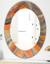 Abstract Gilded Orange Waves - Modern Mirror - Frameless Oval or Round Wall Mirror