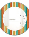 Blue, Green and Orange Vertical Abstract Stripes - Mid-Century Mirror - Oval or Round Wall Mirror
