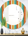 Blue, Green and Orange Vertical Abstract Stripes - Mid-Century Mirror - Oval or Round Wall Mirror
