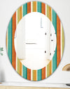Blue, Green and Orange Vertical Abstract Stripes - Mid-Century Mirror - Oval or Round Wall Mirror