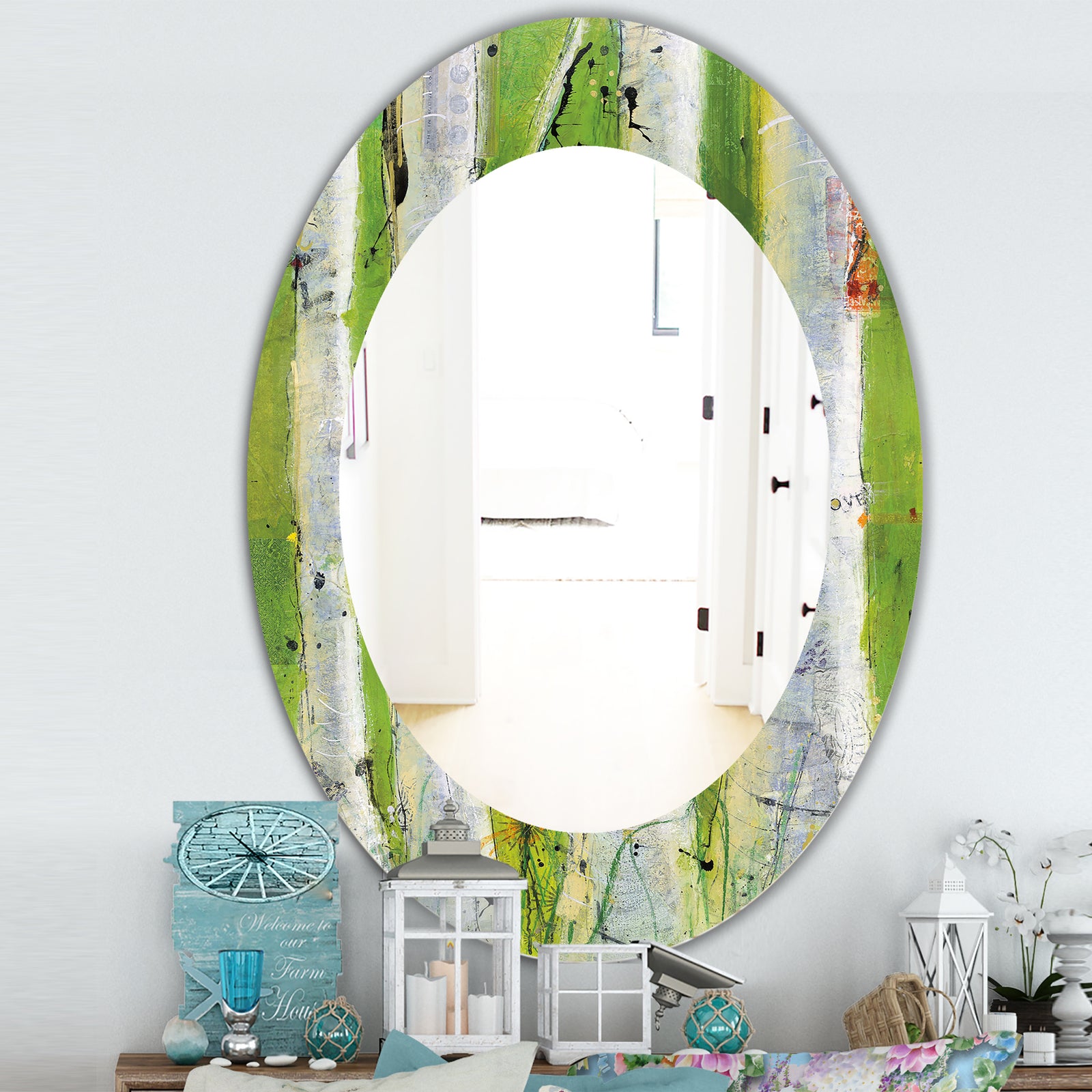 Green Birch Forest - Traditional Mirror - Oval or Round Wall Mirror