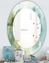 Abstract Watercolor Green House - Traditional Mirror - Oval or Round Wall Mirror